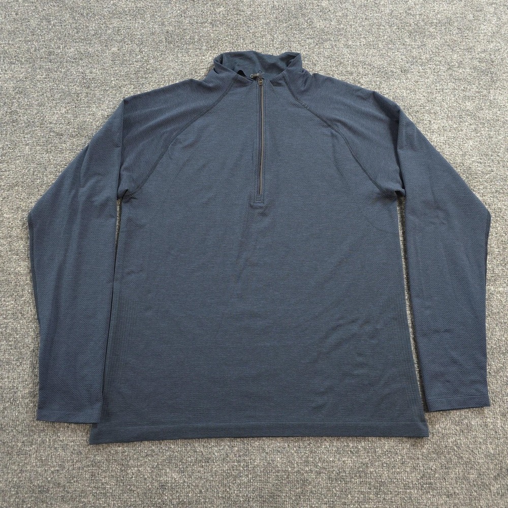 Lululemon Shirt Mens L Blue Metal Vent Tech 1/4 Zip Performance Run Gym Athletic